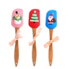 シリコーンスパトラビーチウッドハンドル - キッチン用品の歯科用具、ベーキング、ミキシング、クリスマスの装飾