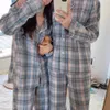 Ropa de dormir Sweet Chic Casual Fashion Brief Geometric All Match Plaid Homewear Trajes sueltos Conjuntos de pijamas 210525