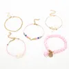 Bracelets de charme 2021 Arrivée Perle Fruit Bracelet Ensemble Réglable Boho Ananas Tricot Ananas Cocotier Coeur Gland 5pcs / Set