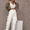 Yoga Outfit Tracksuits Женская фитнес осень зима набор спортивных тренажерных залов SPROTSWEAR Jiggings Crop Top бюстгальтеры карманные брюки 5 сплошные цвета