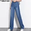 Jeans vintage para mulheres calças mulher solta perna larga mulheres jeans femme grandes tamanhos senhoras calças retas femme cintura alta 210519