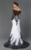 Exquisite Mermaid Mother Of The Bride Dresses Off Shoulder Lace Appliques Black&White Elegant Formal Mother's Wear