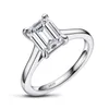 Gioielli in argento sterling puro 925 per donne Anelli Halo Pietra singola 2,5 ct Regalo di fidanzamento nuziale