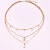 Hot Boho Jewelry Multi Layer Beads Choker Necklaces for Women Sexy Moon Fashion Pendant Vintage Collier choker Necklace Gifts Y220218