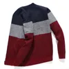 Vinter v-nacke cardigan tröja Homme varm randig polyester mäns päls casual passform grå stickad tröja för man toppar cardigan män 210601