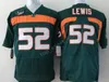 Chen37 Miami Hurricanes College 52 Ray Lewis Trikot Herren Orange Grün Weiß 5 Andre Johnson Michael Irvin Fußballtrikots Universität genäht