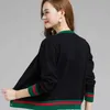 Women's Knitted Cardigan Contrast Color Round Collar Thin Short Sweater Wholesale Spring Autumn Fashion Female Clothing 211007