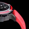 Mens Sport Watches Chronograph armbandsur Japan Quartz Movement Steel Case Red Rubber Strap Reloj de Lujo Hanbelson276i