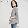 Vimly Mujeres Blazers Otoño Primavera Elegante Solapa Solo Botón Tweed Chaqueta Slim Business Casual Abrigo Mujer F3728 211019