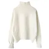 High Quality Autumn Winter Turtleneck Pullover Sweater Women Plus Size Knitted s Jumpers Soft White Black 210922