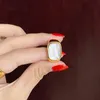 Cluster Rings Matching 2021 Trend Large Small Square White Opal Men's Ring 18k Gold Plated Mom Gifts Stainless Steel Jewelry For Women