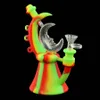 Hookahs Moon Shape Water Pipes Silikon Bongs Rökning Hära tobakstillbehör med 14 mm Glass Bowl