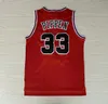 College Wears Sportskjortor för män #1Derrick Rose Jersey The Worm 91# Dennis Rodman Röd Vit Svart 33# Scottie Pippen Tröjor Stitched