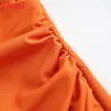 Tangada Kvinnor Orange Kort Klädstrem Justera Ärmlös Mode Lady Eleganta Klänningar Vestido BC40 210609