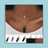 Pendant Necklaces & Pendants Jewelry Fashion Womens Necklace Gold Chain Natural Stone Hexagonal Column Statement Chokers Quartz Healing Crys