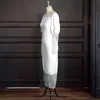 Kvinnor White Bodycon Dress Patchwork Mesh Hollow Out Long Lantern Sleeves Elegant Classy Ladies Vestidos Mante African Fashion Cas9643597