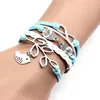 Weave Multi layer Owl Infinity charm Bracciali fatti a mano Bracciale in corda Bracciale bangle gioielli di moda per donne ragazze Will e Sandy