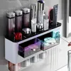 Multifunction Magnetic Toothbrush Holder With Cups Bathroom Accessories Set Automatic Toothpaste Dispenser Squeezer Storage Rack 210322