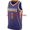 Novo 2021 Devin Booker Swingman Jersey #1 Purple costura masculino Mulheres Juntas de basquete juvenil Tamanho XS-6XL