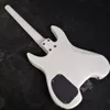 Chitarra elettrica senza testa Paint Lion White realizzata a mano Pickup EMG China, barra Whammy del ponte tremolo, rilegatura corpo nero