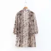 Damesmode Serpentine Print Vintage Golden Blazer Coat Dames Lange Mouw Zakken Vrouwelijke Bovenkleding Chic Tops 210521