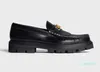 Damklänning sko casual loafers lägenheter Margaret loafer med triomf polerad bull svart äkta läder plattform Äkta-läder loafer
