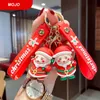 Söt tecknad Santa Claus Keychain Mjuk gummi docka väska hänge bilnyckel ringkedja