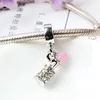 Se encaixa Pandora Pulseiras 20pcs Rosa Esmalte Vermelho Batom Dangle Silver Charms Bead Charm Beads para Atacado DIY Europeu Sterling Colar Jóias