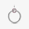 100% 925 Sterling Silver Małe Pink Pave O Wisiorek Moda Do Pandora Kobiety Zaręczynowe Akcesoria Biżuteria