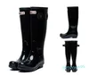 Regenstiefel Damenmode Kniehohe hohe Regenstiefel Wasserdichte Gummistiefel im England-Stil Gummi-Regenstiefel Wasserschuhe Regenschuhe