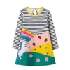 Herfst meisjes kleding peuter polka dot regenboog jurken baby kinderen katoen streep bloemen casual jurken kinderen kostuum Q0716