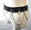 Bälten Punk Hip Hop Moon Pendant Metal Chain Pu Leather Belt Gothic Streetwear Goth Dance Enskilda kvinnors justerbara spänne3060