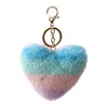 Heart Rainbow Beychain Party Party Saceates Plush Balls Key Цепи Декоративные Подвески Для Женщин Сумка Брелок Аксессуары Автомобильный Ключ