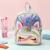 Sac à dos de dessin animé mignon en TPU Transparent pour filles, en peluche licorne, cartable en fourrure pour enfants, sac de livre cadeau pour enfants 0123