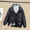 Bright Cotton Puffer Jacket Women's Short Winter Korean Loose Parkas Coat Bubble 211008