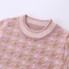 Mudkingdom Toddler Girls Houndstooth Sweater Dress Pullover Knit Baby Clothes for Girl 210615