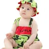 Cartoon Dzieci Odzież Odzież Sling Kombinezon Kapelusz Zestawy Słodkie Ubrania Zestaw Baby Letnie Chłopcy i Dziewczyny Dziecięce Bawełniane Szelki Watermelon Tiger Dres G60R51I