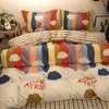 Zestawy pościelowe Moda Rainbow Set Poliester Bawełna Płaska prześcieradła Pościel Duvet Pokrywa Koreański 220x240 Comforter Bedclothes