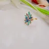 Wedding Rings Luxury Female Yellow Gold Rainbow Flower Ring Vintage Band Promise Love Engagement For Women9293847