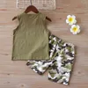 Summer Boys Clothes Sets Cotton Pattern Sleeveless T-shirt+Camouflage Shorts 2 Suits Fashion Boy ClothesFor Kids Clthes 210515