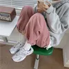 QWEEK Korean Fashion Pink Corduroy Pants Women Harajuku Oversize Autumn Winter Streetwear Joggers Sweatpants Baggy Wide Trousers Y211115