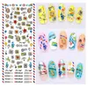 2021 DIY Designer Vattenöverföring Nails Art Sticker Färgglada Lila Fantacy Blommor Nail Stickers Wraps Folie Klistermärke Manikyr