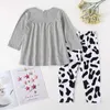 Baby Girls Long Sleeve Pajama Set Cotton Tops with Tight 2 Pcs Casual Clothes for Kids Animal Print Outfit 210529