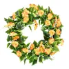 Flores decorativas Guirnaldas 90 pulgadas Vides artificiales Morning Glory Plantas colgantes Hojas verdes falsas Jardín Boda Valla Decoración Amarillo