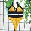 Badeanzug mit Herzbohrer, sexy Damen-Tankini mit hoher Taille, dreieckig, geteilt für den Urlaub, süßer Badeanzug in Gelb und Rosa
