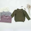 Baby Girls Sweater Autumn Toddlers Crianças Tops Tops Coreano Estilo Puro Cor Peter-Pan Collar Suéteres 211201