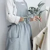 Coffee Shops and Flower Work Cleaning Aprons Brief Nordic Wind Pleated Skirt Cotton Linen Apron for Woman Washing Daidle 210629