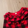 Humor Bear Baby Girl Copre gli insiemi Plaid Stile americano Abbigliamento per bambini Completo 3 pezzi TOP a maniche lunghe + Gonna in pelle + Set di fasce