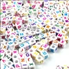 Acryl, plastic, lucite losse kralen sieraden 100 stks / partij 6 8 10 mm wit Verschillende alfabet acryl colorf letters voor kinderen onderwijs DIY