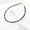 Natural Black Spinel 2mm Faceted Beads&925 Sterling Silver Bracelet